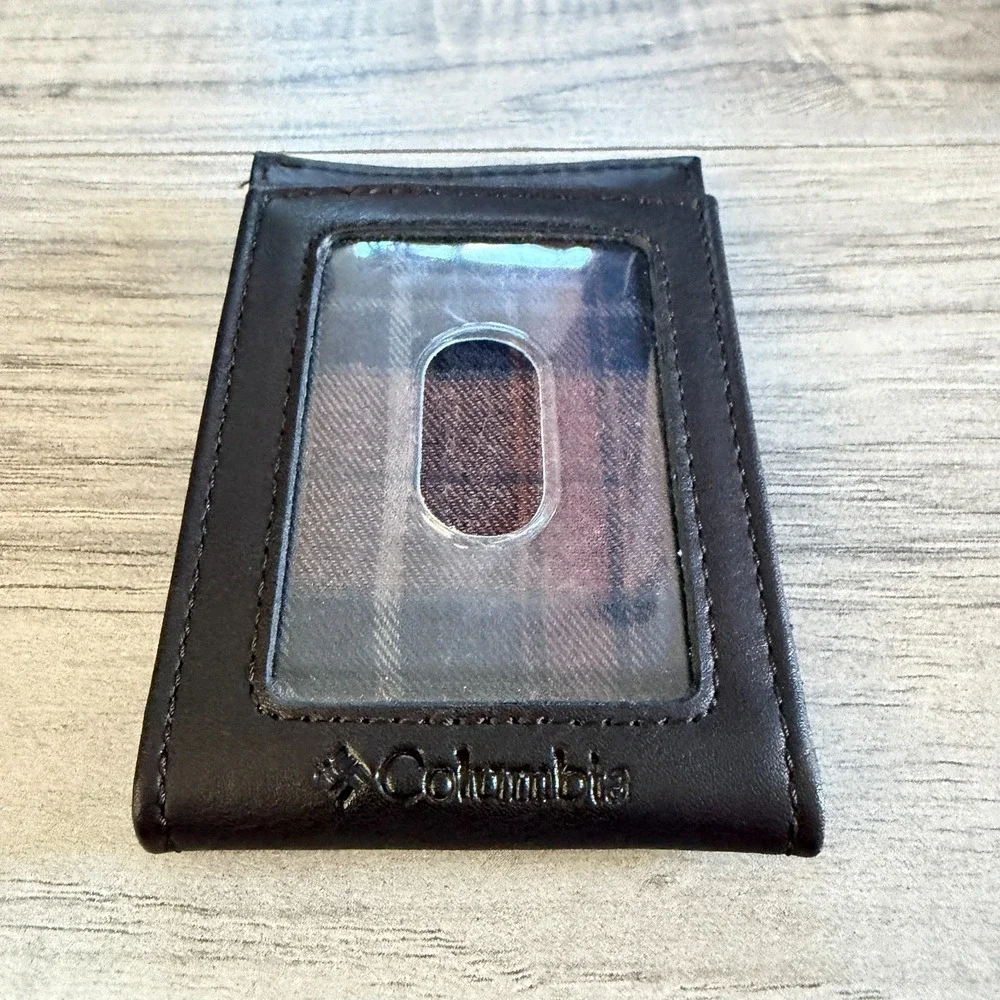 Columbia Leather Wallet Mens RFID-blocking Bi-fold ID‎ Window NEW Magnetic Close